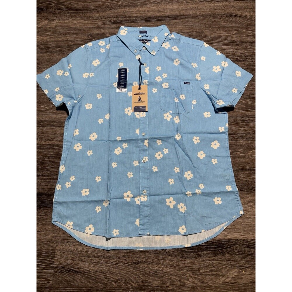Chubbies Shirt Mens Largw Blue Friday The Fancy Little Number Short Sleeve
